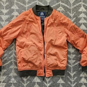 American Rag CIE Orange Bomber Jacket mens medium